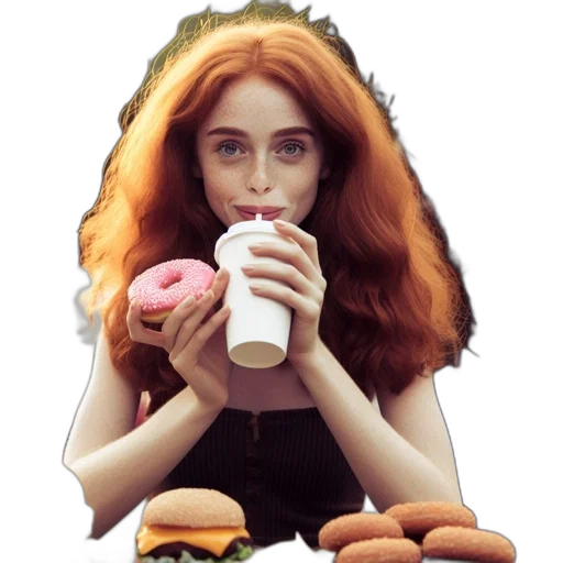 food, dress, hair, face transparent PNG cut-out