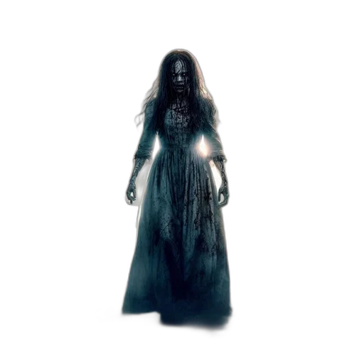 dress, creature, hair, staff transparent PNG cut-out