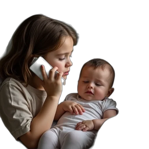 child, talking, phone, baby transparent PNG cut-out