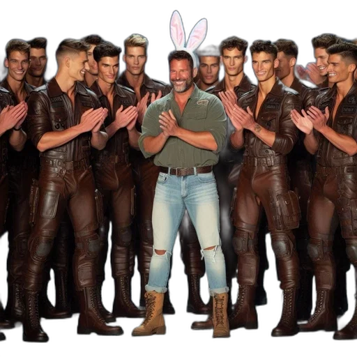 men, brown, leather, outfits transparent PNG cut-out