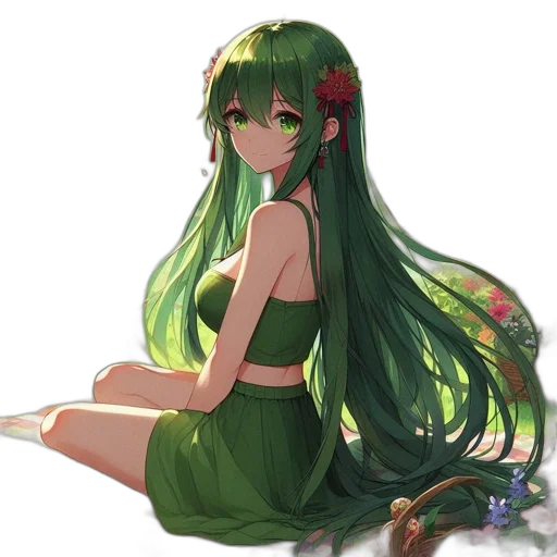 dress, flower, staff, crown transparent PNG cut-out