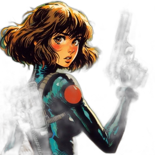 comic book art, concept art, cyberpunk, fantasy art transparent PNG cut-out