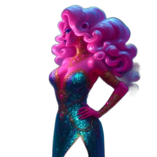 hair, dress, creature, 3d render transparent PNG cut-out