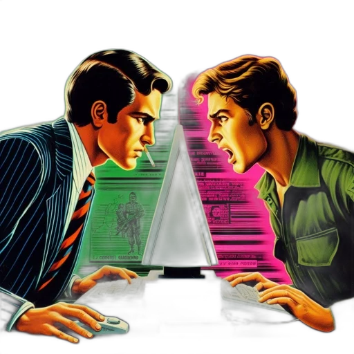 comic book art, two, men, face transparent PNG cut-out