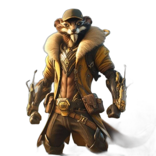 jacket, staff, weapon, mask transparent PNG cut-out