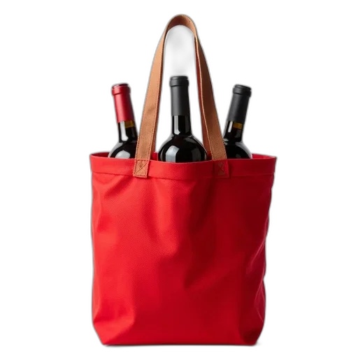 bottle, red, canvas, tote transparent PNG cut-out