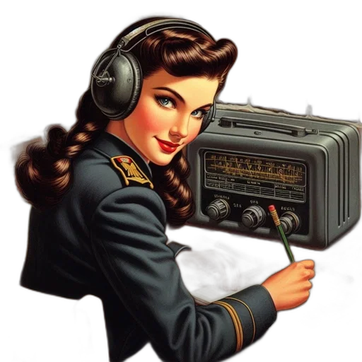 cartoon, woman, wwii-era, military transparent PNG cut-out