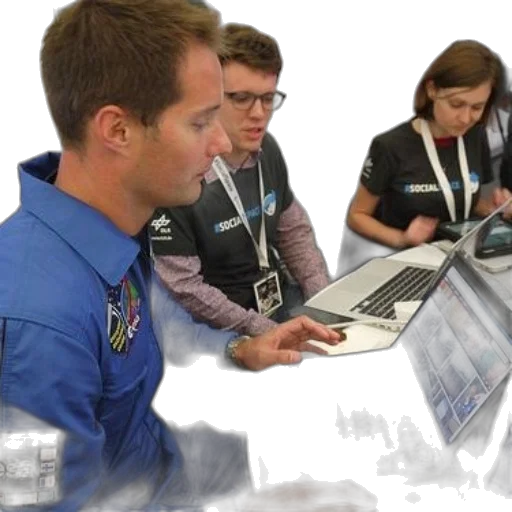 staff, three, individuals, one transparent PNG cut-out