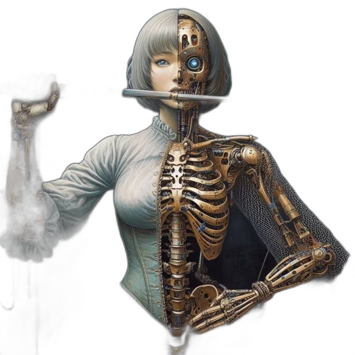 robot, jewelry, staff, dress transparent PNG cut-out