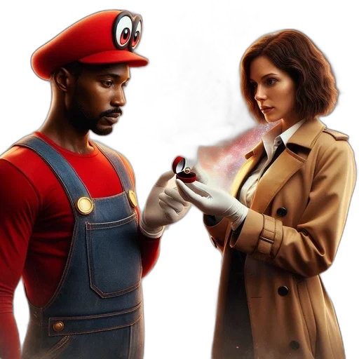 concept art, comic book art, mario, woman transparent PNG cut-out