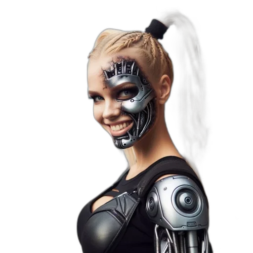 robot, mask, face, cyberpunk transparent PNG cut-out