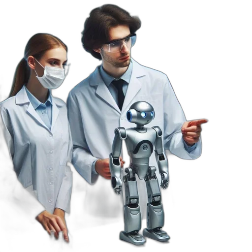 robot, concept art, outer space, two transparent PNG cut-out
