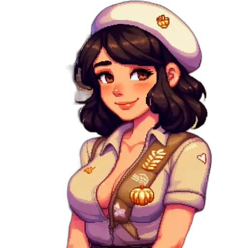 staff, dress, hat, pixel art transparent PNG cut-out