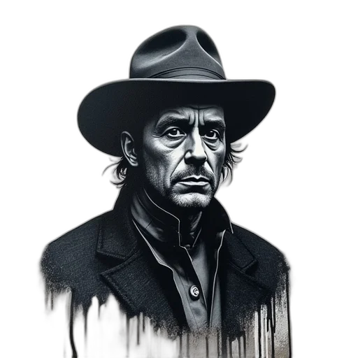 hat, face, jacket, staff transparent PNG cut-out