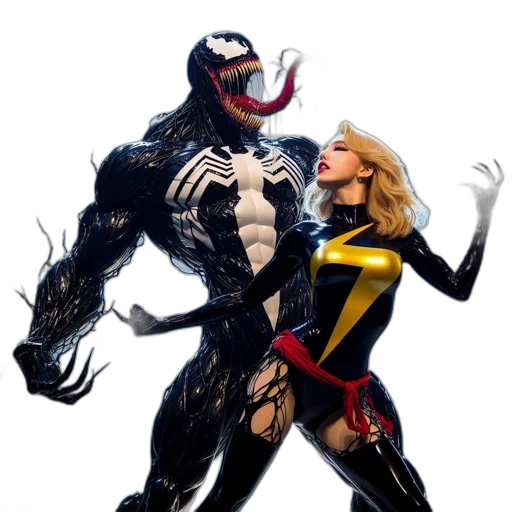 comic book art, concept art, 3d render, venom transparent PNG cut-out