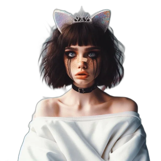 crown, dress, creature, face transparent PNG cut-out