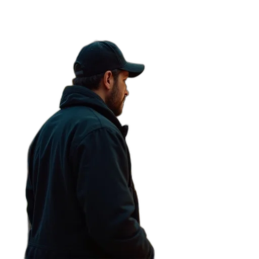jacket, staff, hat, face transparent PNG cut-out