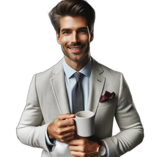 face, jacket, staff, photorealistic transparent PNG cut-out