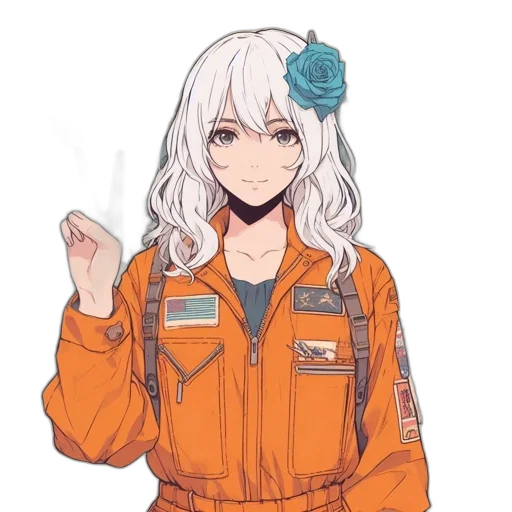 jacket, staff, flower, robot transparent PNG cut-out