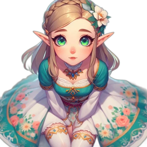 dress, crown, face, staff transparent PNG cut-out