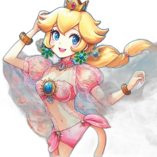 dress, crown, flower, staff transparent PNG cut-out