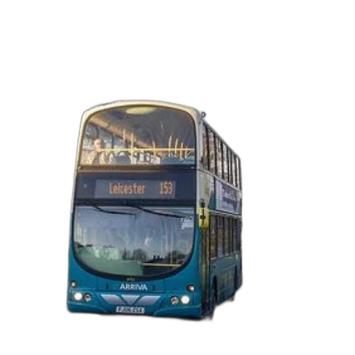 photorealistic, 3d render, blue, double-decker transparent PNG cut-out