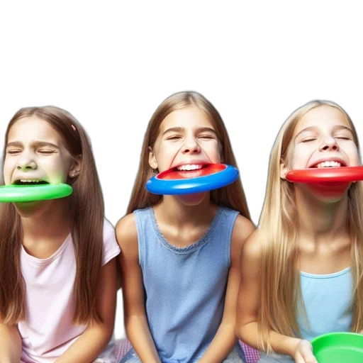 mask, three, girls, hold transparent PNG cut-out