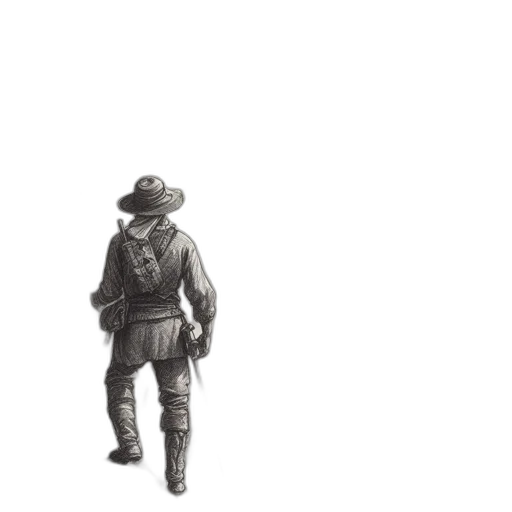 hat, jacket, staff, weapon transparent PNG cut-out