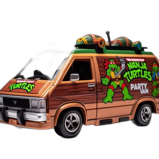 car, concept art, 3d render, tmnt-themed transparent PNG cut-out