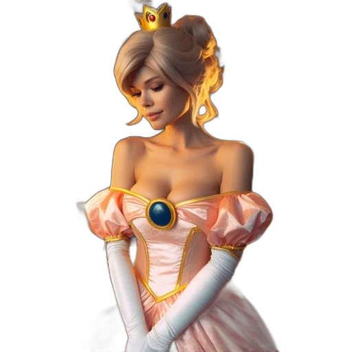 dress, crown, jewelry, staff transparent PNG cut-out