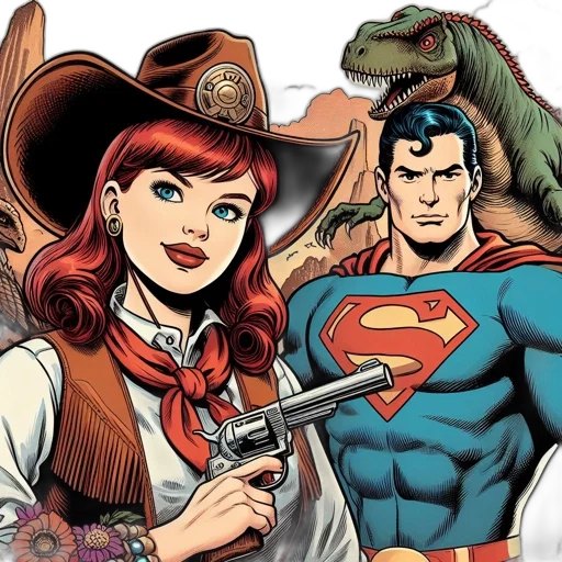 comic book art, cartoon, concept art, two transparent PNG cut-out