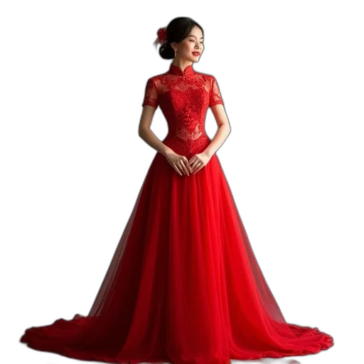 dress, photorealistic, red, new transparent PNG cut-out