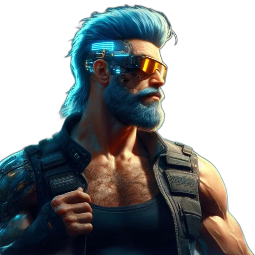 face, cyberpunk, concept art, pixel art transparent PNG cut-out