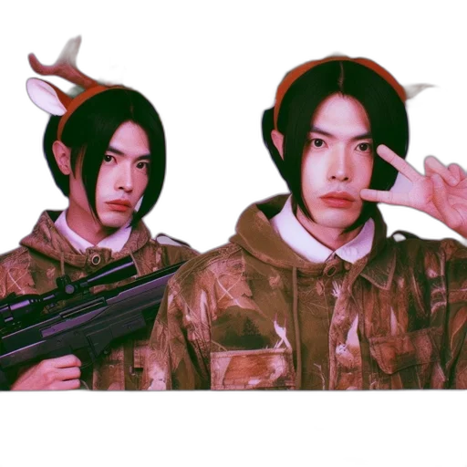 weapon, jacket, animal, staff transparent PNG cut-out