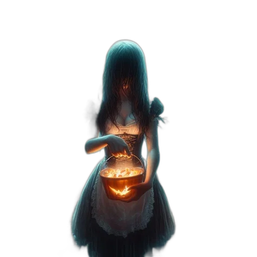 mask, creature, dress, staff transparent PNG cut-out