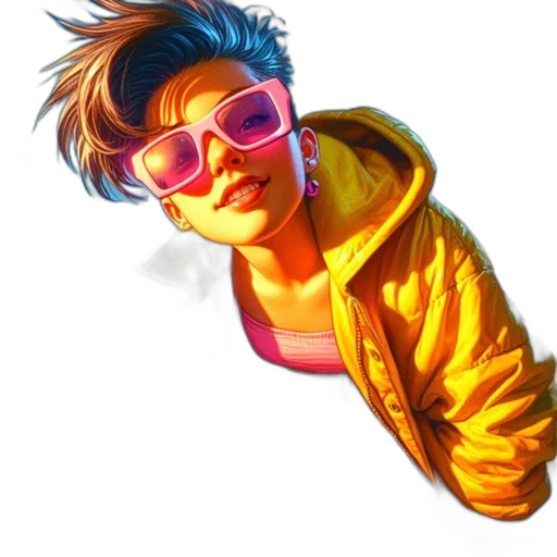 jacket, face, cyberpunk, vaporwave transparent PNG cut-out