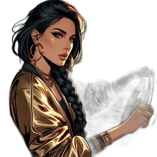 jewelry, jacket, fantasy art, comic book art transparent PNG cut-out