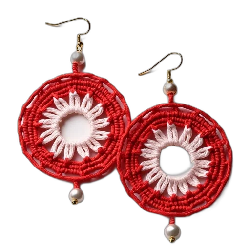jewelry, red, three, round transparent PNG cut-out