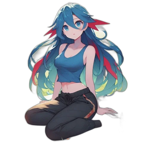 staff, dress, hair, creature transparent PNG cut-out