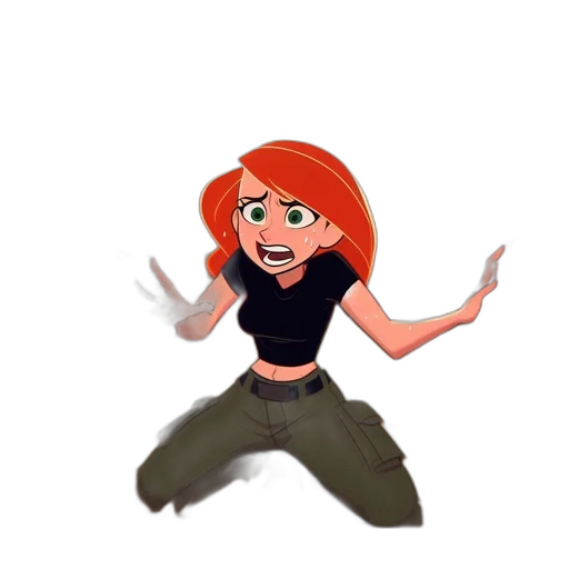 hair, creature, dress, staff transparent PNG cut-out