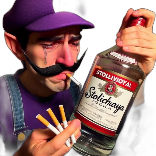 bottle, face, hat, photorealistic transparent PNG cut-out