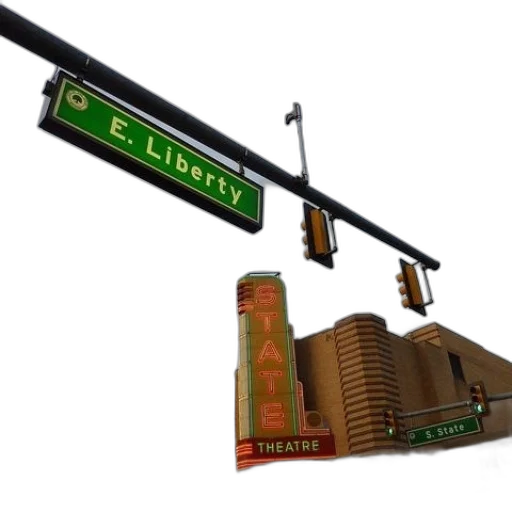 3d render, concept art, city street, green transparent PNG cut-out