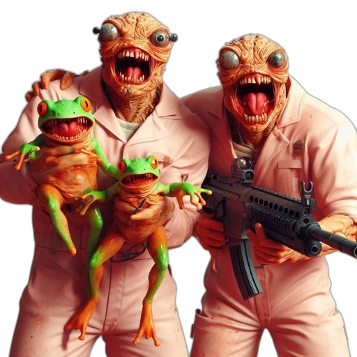 concept art, two, anthropomorphic, characters transparent PNG cut-out