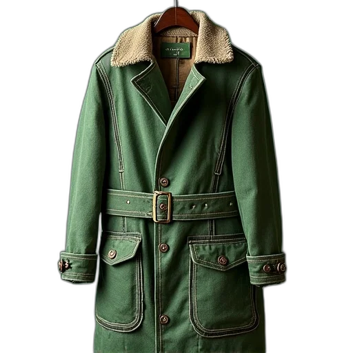 jacket, green, earth tones, vintage transparent PNG cut-out