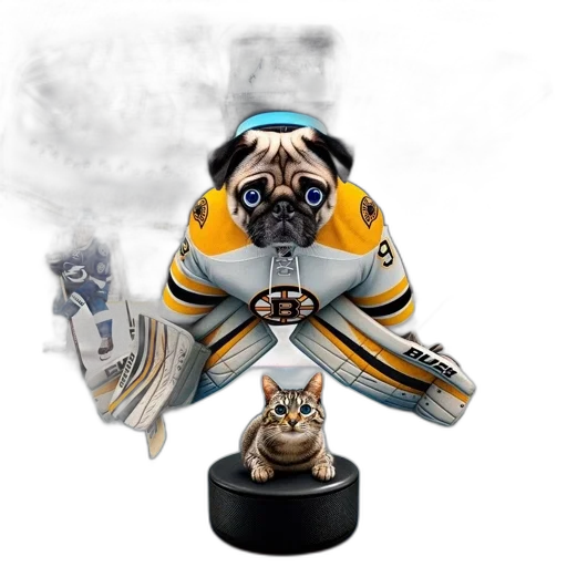 concept art, lighthearted, portrayal, pug transparent PNG cut-out