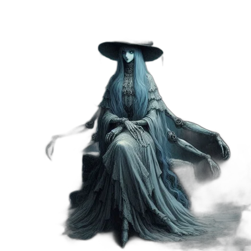 dress, mask, hat, staff transparent PNG cut-out