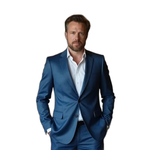 jacket, staff, blue, man transparent PNG cut-out