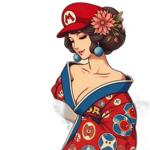 dress, hat, jewelry, pixel art transparent PNG cut-out