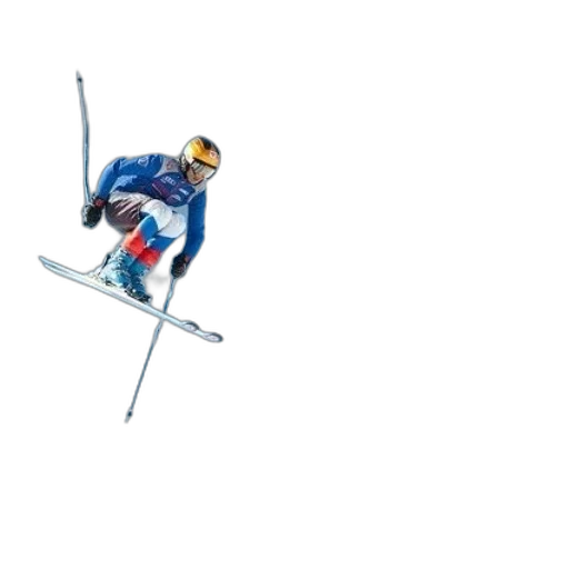 staff, robot, skier, mid-air transparent PNG cut-out