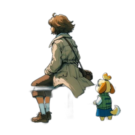 jacket, staff, animal, hat transparent PNG cut-out
